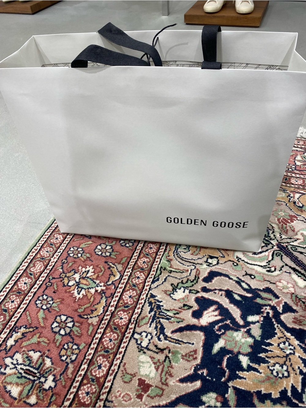 Golden Goose White Shopping Tote with Black Handles